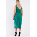 Plus Sleeveless Asymmetrical Shoulder Front Slit Detail Belted Dress
