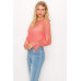 Lace Trim Shadow Stripe Bodysuit