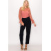 Lace Trim Shadow Stripe Bodysuit