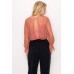 Lace Trim Shadow Stripe Bodysuit