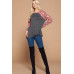 Casual French Terry Side Twist Top With Animal Print Long Sleeves