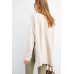 Terry Knit Upside Down Detailing Side Slits Pullover Tunic