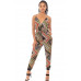 Boarder Print Wrap Drawstring Waist Jumpsuit