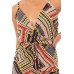 Boarder Print Wrap Drawstring Waist Jumpsuit