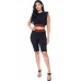 Shoulder Pad And Leopard Detailed Biker Shorts