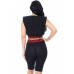 Shoulder Pad And Leopard Detailed Biker Shorts