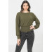 A Knit Top Featuring Wide Neckline