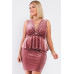 Quilted Glitter Print Sleeveless Bow Gathered Plunging V-neck Flare Hem Fitted Mini Dress