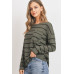 Striped Front Pocket Round Collar