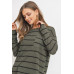 Striped Front Pocket Round Collar
