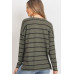 Striped Front Pocket Round Collar