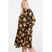 Floral Mock Neck Hidden Pocket Round Hem Midi Dress