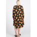 Floral Mock Neck Hidden Pocket Round Hem Midi Dress