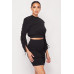 Ruched Long Sleeve And Skirt Set