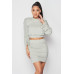 Ruched Long Sleeve And Skirt Set