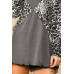 Solid And Animal Print Mixed Knit Turtleneck Top With Long Sleeves