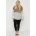 Plus Size Color Block Hoodie Featuring A Cheetah Print