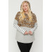Plus Size Color Block Hoodie Featuring A Cheetah Print
