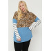 Plus Size Color Block Hoodie Featuring A Cheetah Print