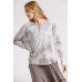 Tie Dye Round Neck Ribbed Button Front Top With Round Hem