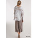 Tie Dye Round Neck Ribbed Button Front Top With Round Hem