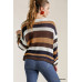 Multicolored Stripe Round Neck Long Sleeve Knit Sweater