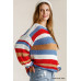 Multicolored Stripe Round Neck Long Sleeve Knit Sweater