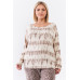 Plus Ivory Acid Wash Print Bateau Neck Relaxed Fit Long Sleeve Top