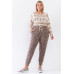 Plus Ivory Acid Wash Print Bateau Neck Relaxed Fit Long Sleeve Top