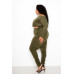 Off Shoulder Cropped Top And Ruched Leggings Sets