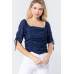 Elbow Slv Smocked Ruched Woven Top