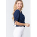 Elbow Slv Smocked Ruched Woven Top