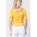 Elbow Slv Smocked Ruched Woven Top
