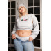 Plus Grey Floral Embroidery Arm Warmer Sweater & Sleeveless Crop Cami With Lounge Briefs Three-piece Set