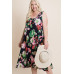 Plus Size Floral Bulgari Printed Tank Midi Dress With Asymmetrical Hem