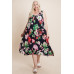 Plus Size Floral Bulgari Printed Tank Midi Dress With Asymmetrical Hem