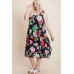 Plus Size Floral Bulgari Printed Tank Midi Dress With Asymmetrical Hem