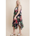 Plus Size Floral Bulgari Printed Tank Midi Dress With Asymmetrical Hem