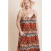 Plus Size Tie Dye Ombre Damask Print Anna Print Cami Maxi Dress