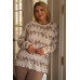 Plus Size Cream & Taupe Abstract Blur Print Relaxed Sweatshirt