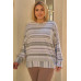 Plus Sage & Lavender Stripped Super Soft Sweatshirt