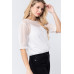 Elbow Slv Dot Mesh Top W/inner Cami