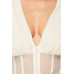 Fishnet Sheer Mesh Back Deep V Neck Bodysuit