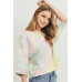 Tie Dyed 3/4 Sleeve Round Neck Top