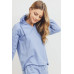 French Terry Hood With V-neck Long Sleeve Top