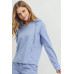 French Terry Hood With V-neck Long Sleeve Top