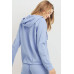 French Terry Hood With V-neck Long Sleeve Top