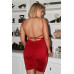 Plus Sleeveless Square Neck Open Back Criss-cross Straps Gathered Fitted Mini Dress