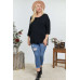Solid Round Neck 3/4 Sleeve Sweater Top