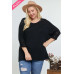 Solid Round Neck 3/4 Sleeve Sweater Top